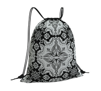 Thumbnail for Portuguese 'Alfama' Esquina Tile in Antique Black Canvas Drawstring Bag with Key Clip