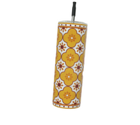 Thumbnail for Tumbler: Rustic Portuguese Yellow Flower Tile - Slide Close Top and Straws