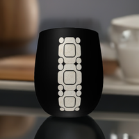 Thumbnail for Crystal Water and Wine Glass - Black with Creamy Portuguese Calçada Mid-Century Design