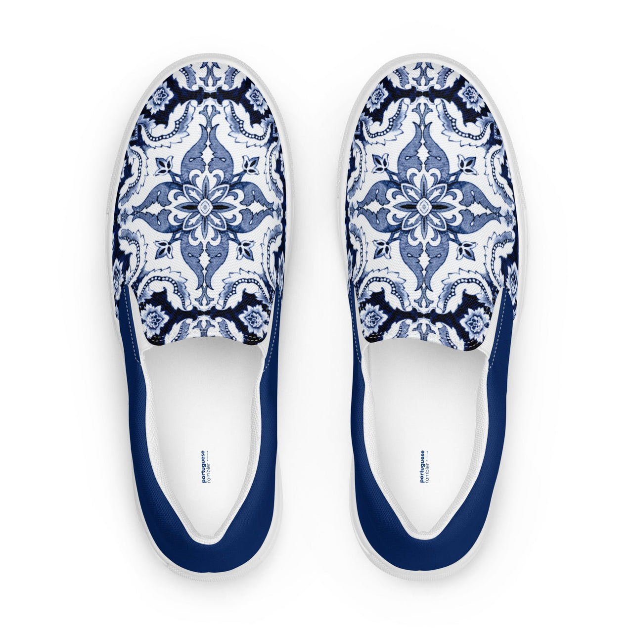 NEW Women's Slip-On Canvas Shoes - Portuguese Alfama Esquina Tile in Blue and White