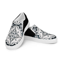 Thumbnail for NEW Women's Slip-On Canvas Shoes - Portuguese Alfama Esquina Tile in Antique Black