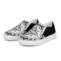 Thumbnail for NEW Women's Slip-On Canvas Shoes - Portuguese Alfama Esquina Tile in Antique Black