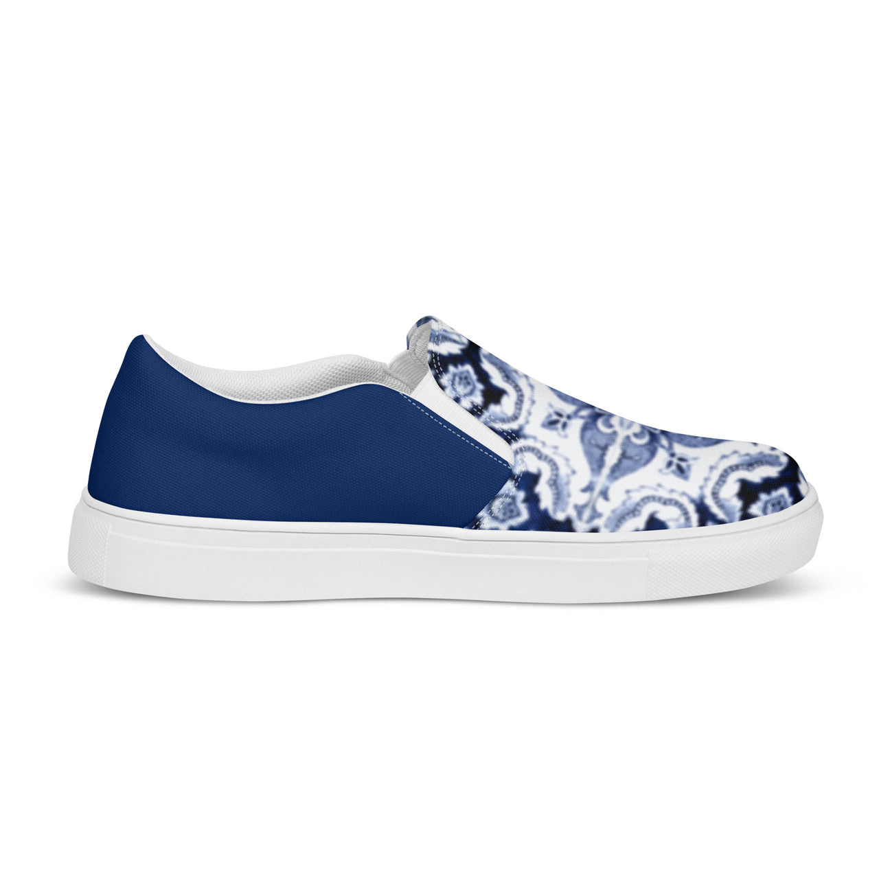 NEW Women's Slip-On Canvas Shoes - Portuguese Alfama Esquina Tile in Blue and White