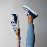 Thumbnail for NEW Women's Slip-On Canvas Shoes - Portuguese Alfama Esquina Tile in Blue and White