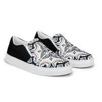 Thumbnail for NEW Women's Slip-On Canvas Shoes - Portuguese Alfama Esquina Tile in Antique Black