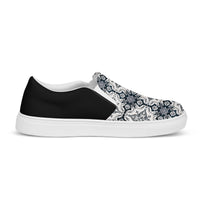 Thumbnail for Alfama Tile Grid Women’s Slip-on Canvas Shoes in Antique Black